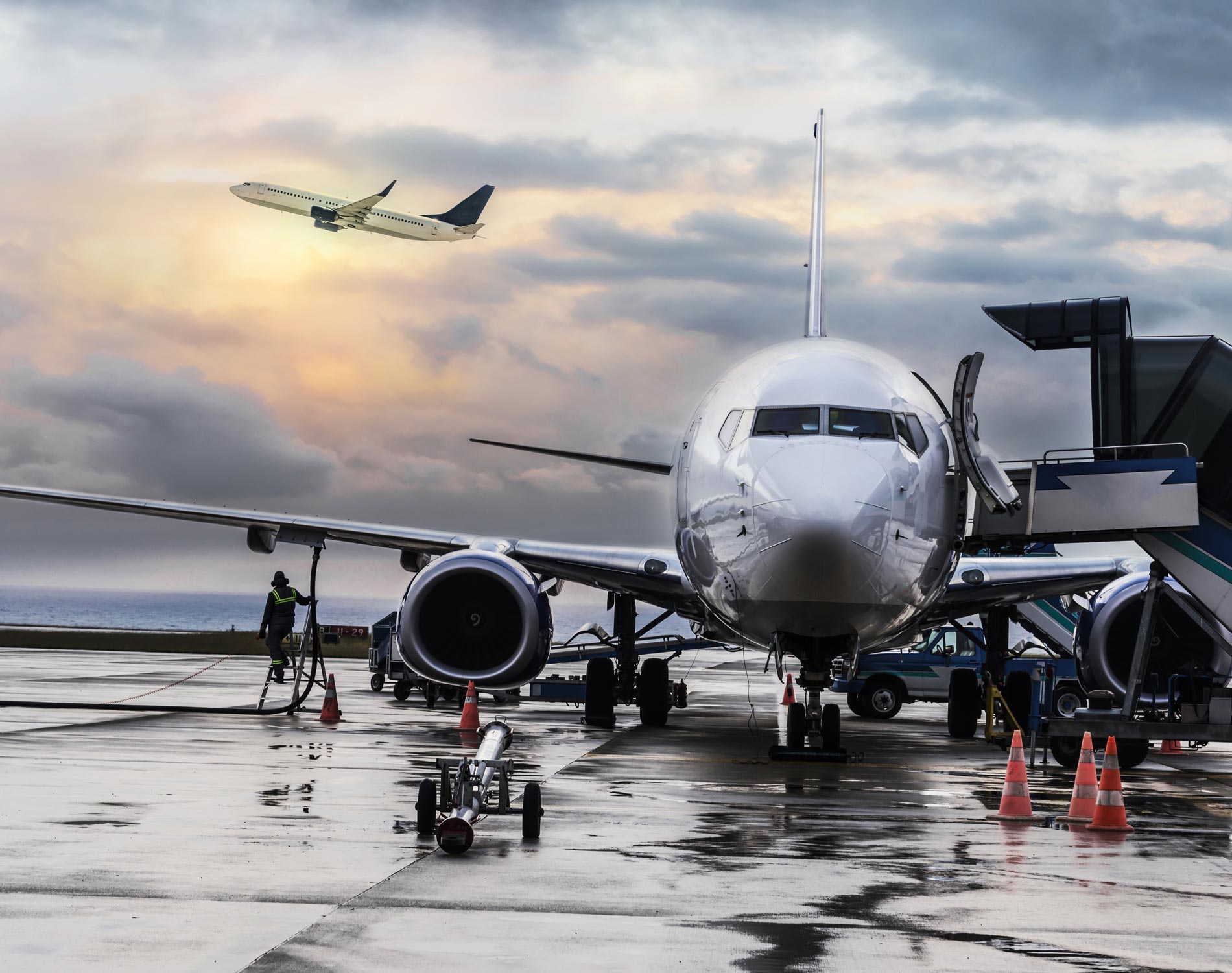 Passenger airplane getting ready for flight Passenger airplane getting ready for flight